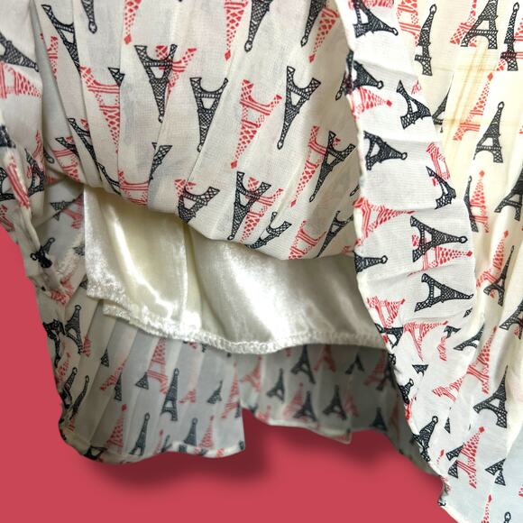 Vintage Y2K Snow Traffic Size Small Pleated Eiffel Tower Print Dress Belted NWT - Picture 9 of 14